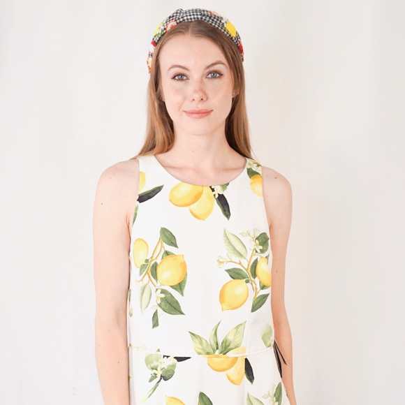ADRIANNA PAPELL Lemon Print A-Line Dress NWT 0979 - Picture 3 of 8